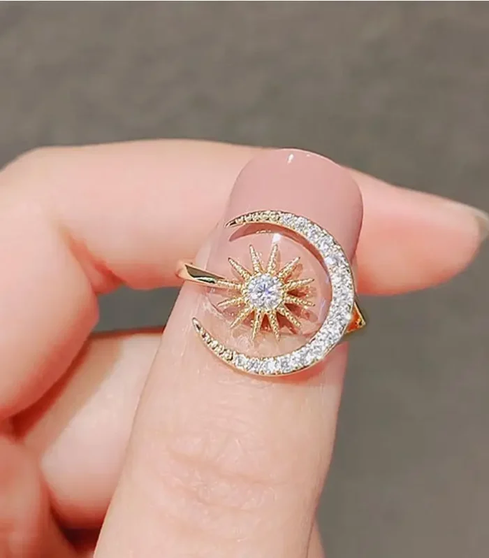 Luxury Zircon Moon Sun Open Ring