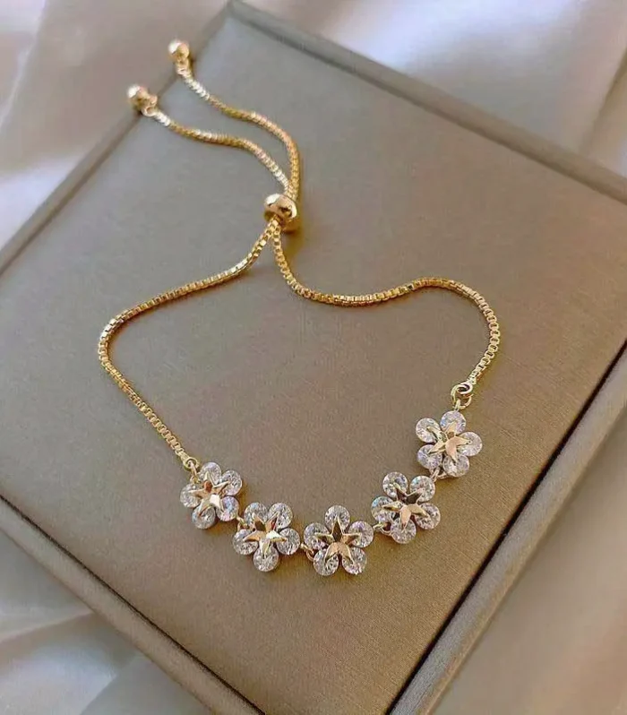 Adjustable Flower Bead Chain Bracelet