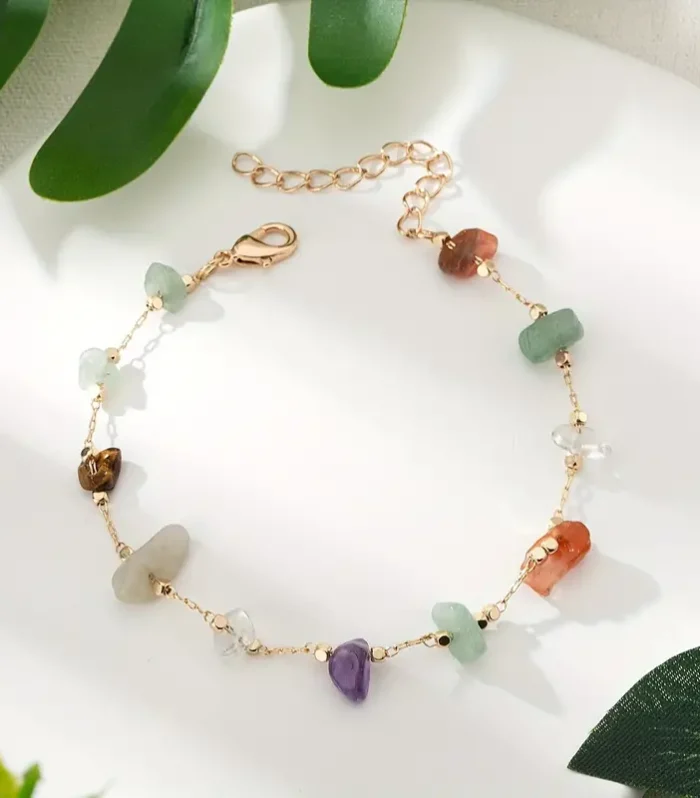 Inspired Natural Stone Beaded Ankle Bracelet