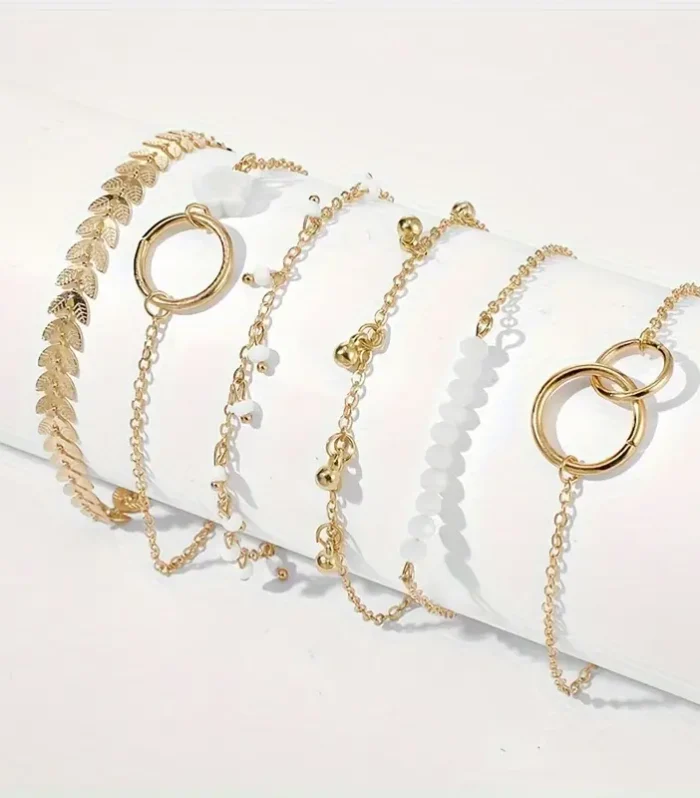 6-Piece Set, Golden/Silvery Layered Bracelets